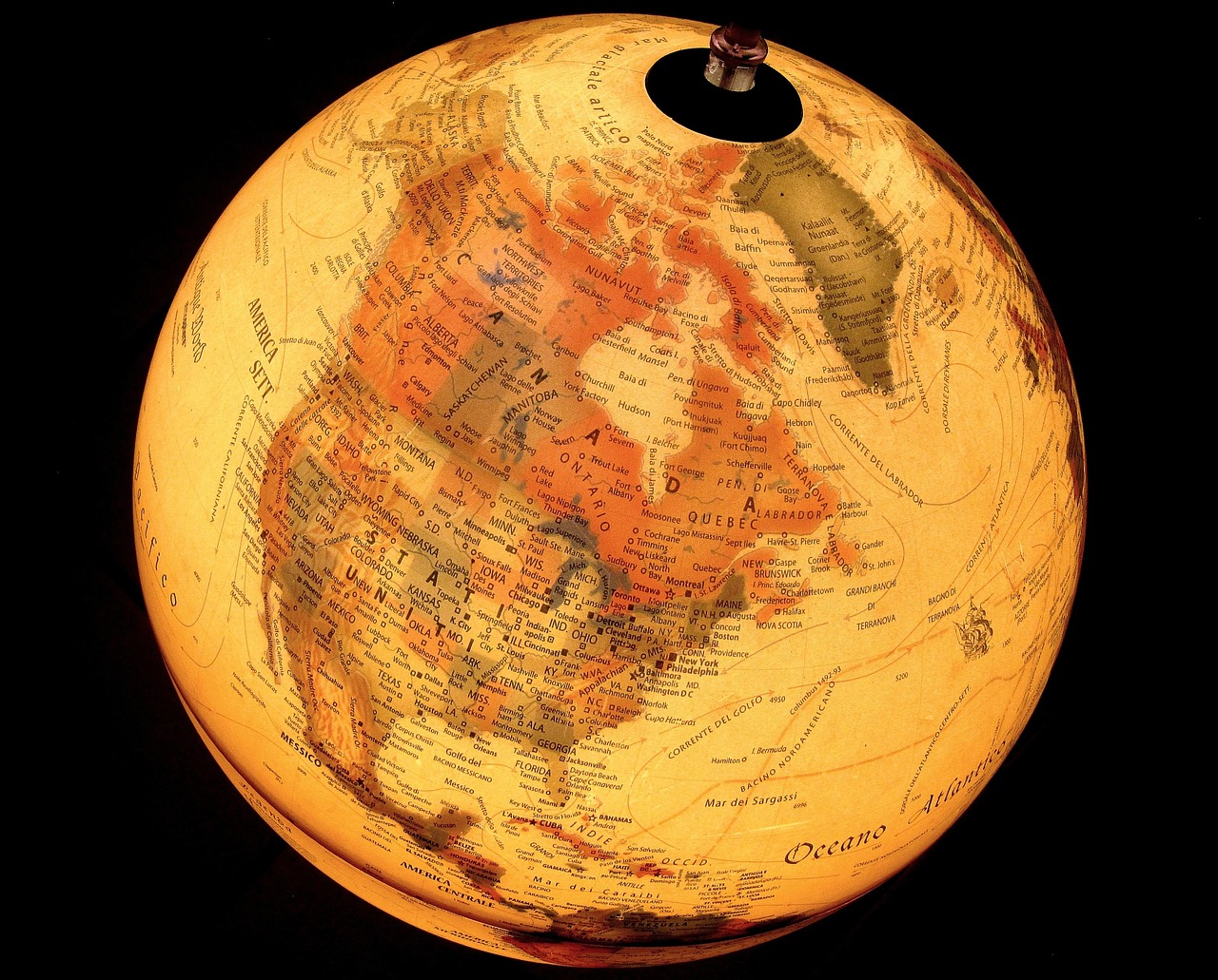 Globe Map North America Usa Canada