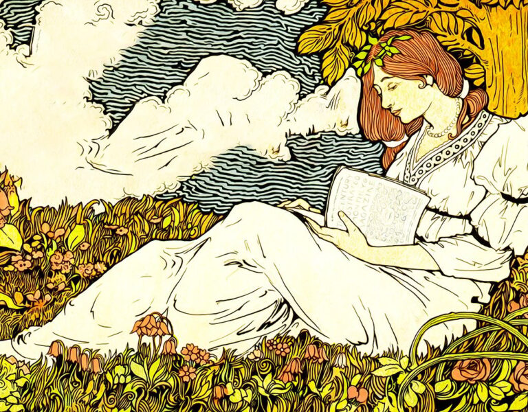 Art nouveau lady reading