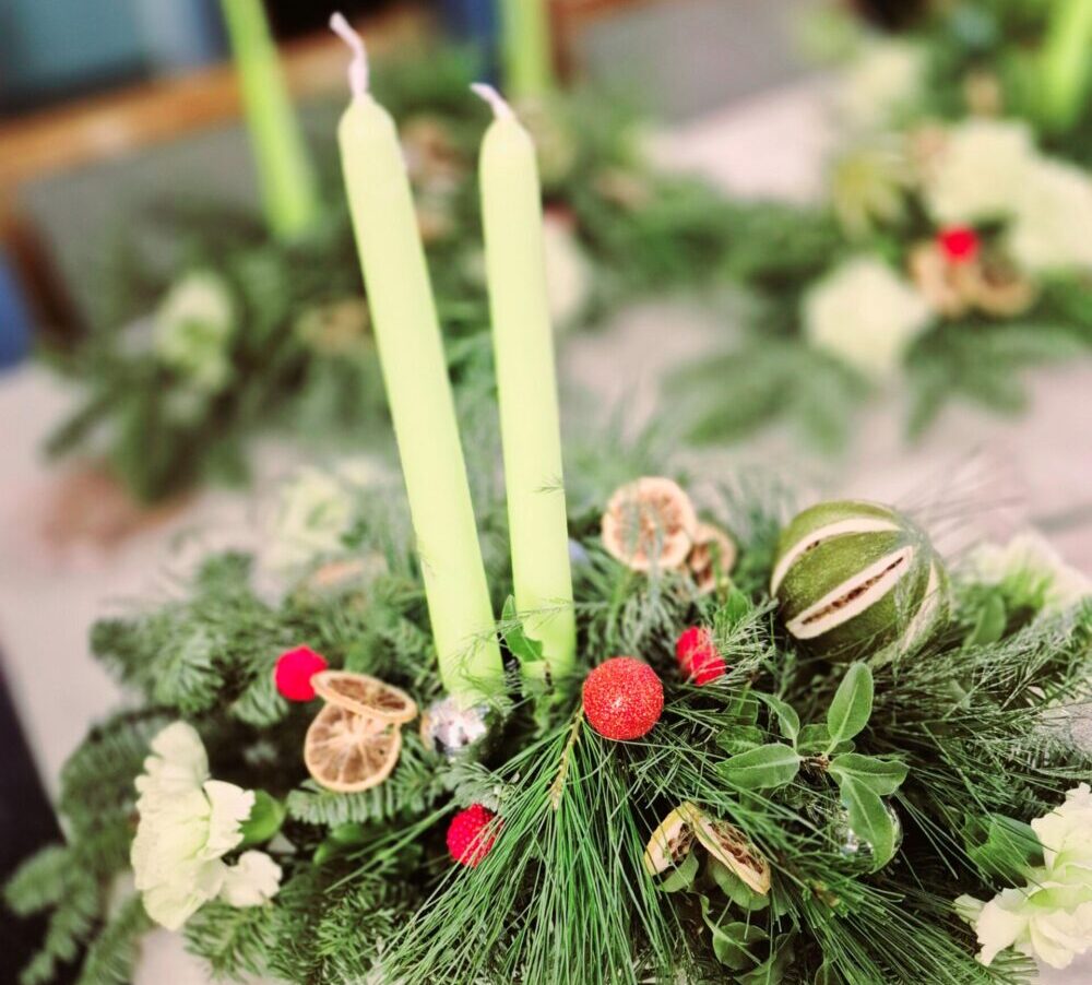 Table arrangement christmas workshop