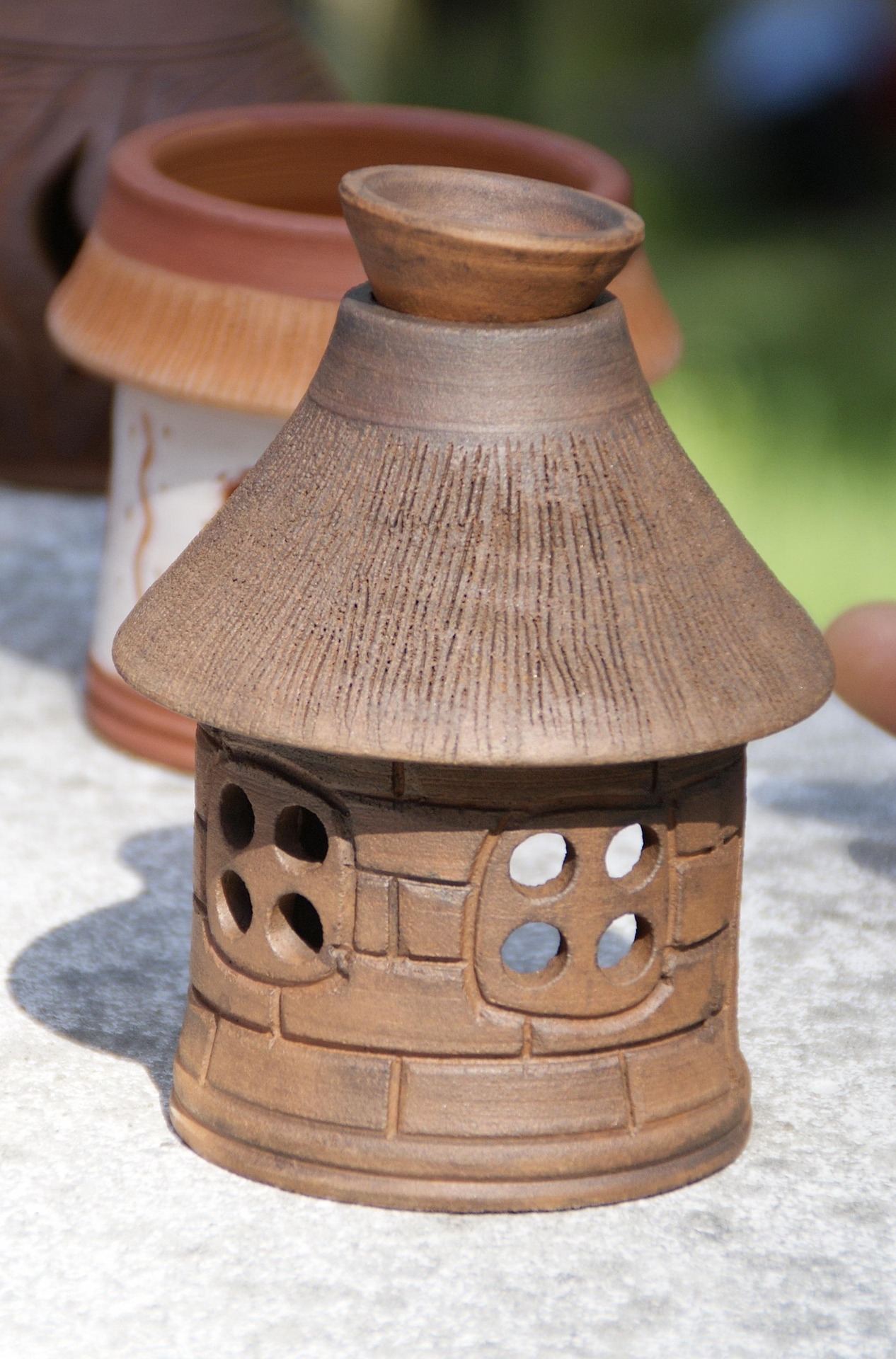 Clay tea light house laura Halsey